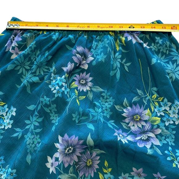 Vintage Skirt Top Set Womens Size 18 Blue Floral Modest Retro - Picture 7 of 8
